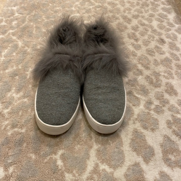 Donna Karan Shoes - Donna Karan gray faux fur sneakers size 9